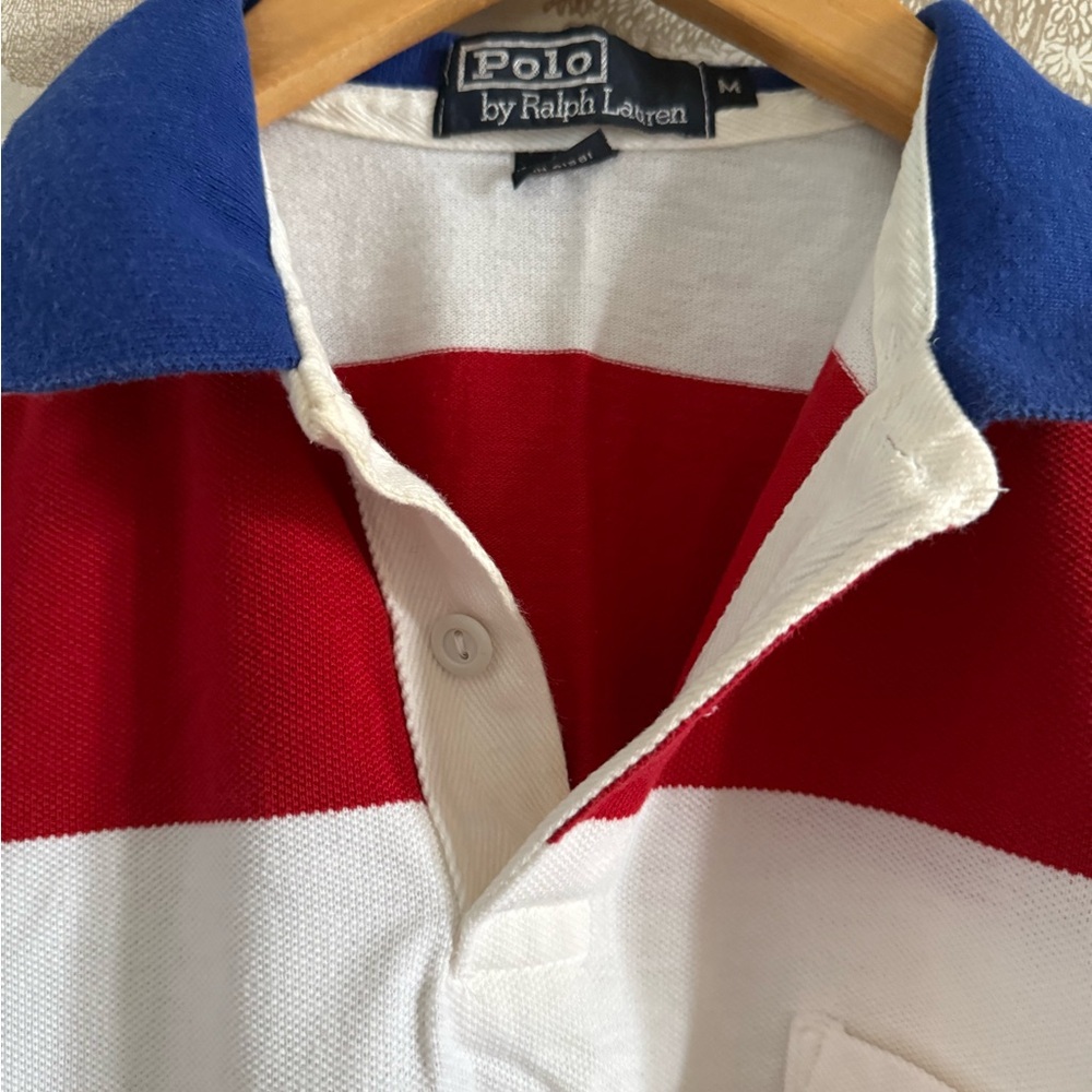 Vintage Ralph Lauren Spell Out Cookie Logo striped Polo, size M - Picture 6 of 9